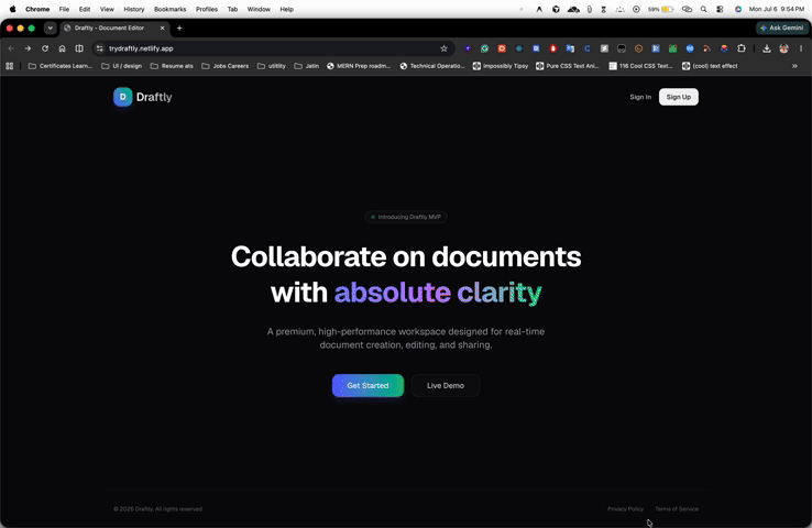 TryDraftly browser mockup